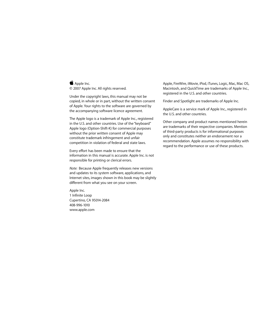 Apple Logic Pro 8 Getting Started User Manual | Page 2 / 111