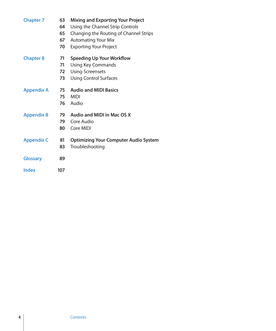 Apple Logic Pro 8 Getting Started User Manual | Page 4 / 111