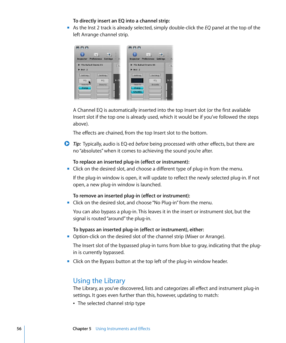 Using the library | Apple Logic Pro 8 Getting Started User Manual | Page 56 / 111