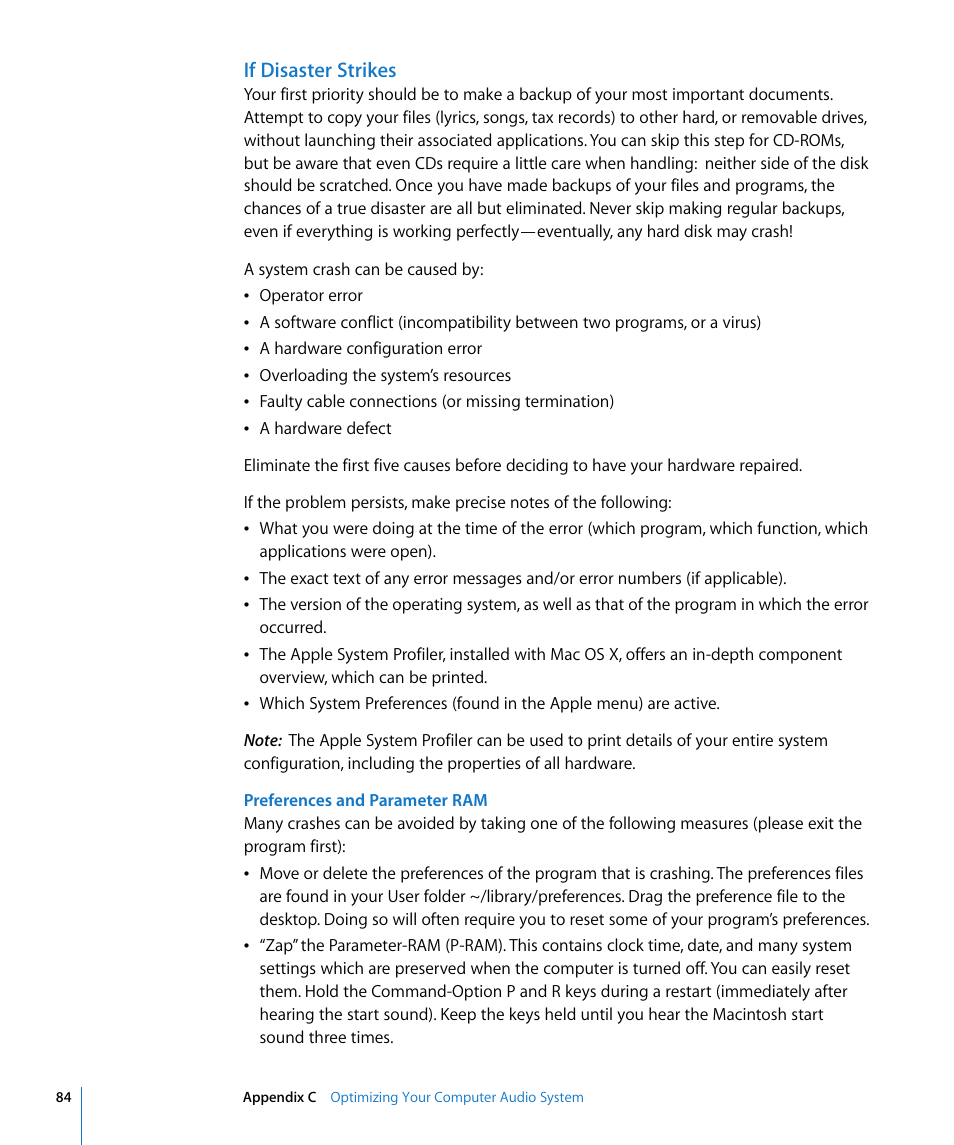 If disaster strikes | Apple Logic Pro 8 Getting Started User Manual | Page 84 / 111
