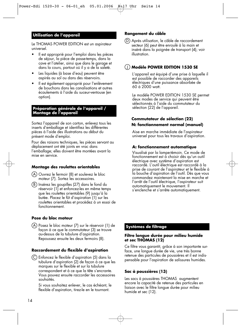 Thomas Power Edition 1520 User Manual | Page 14 / 44