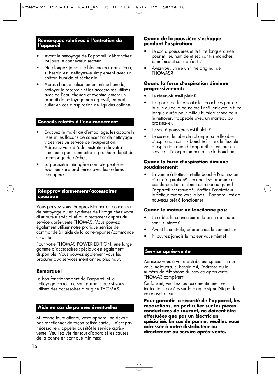 Thomas Power Edition 1520 User Manual | Page 16 / 44