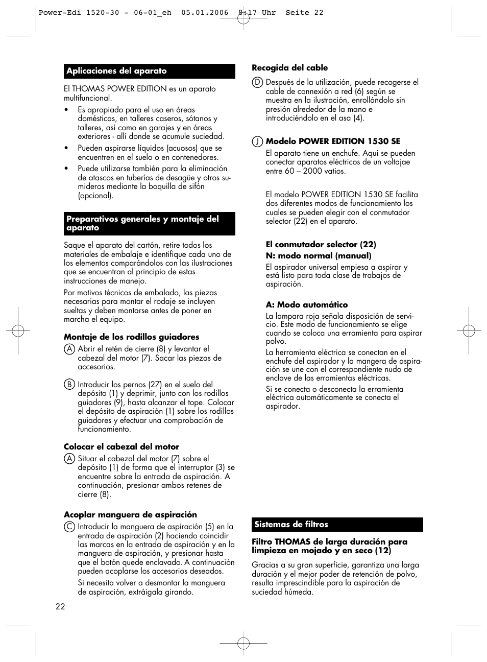 Thomas Power Edition 1520 User Manual | Page 22 / 44