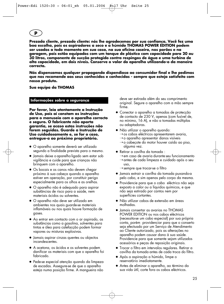 Thomas Power Edition 1520 User Manual | Page 25 / 44