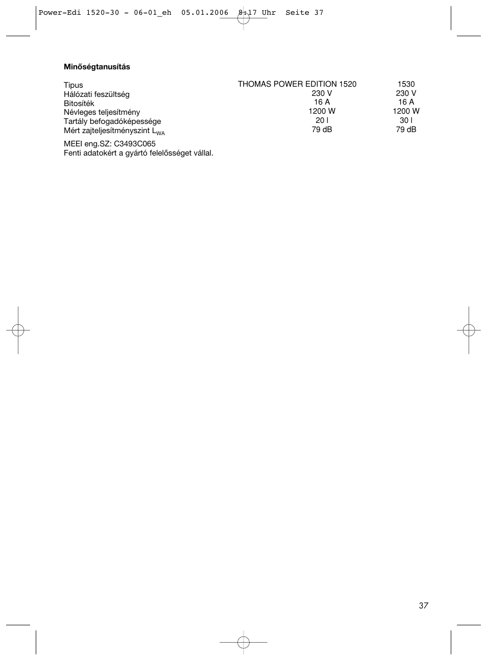 Thomas Power Edition 1520 User Manual | Page 37 / 44