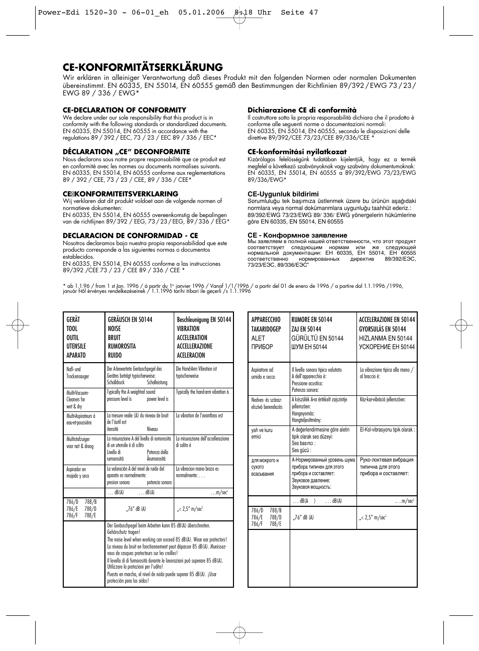 Ce-konformitätserklärung | Thomas Power Edition 1520 User Manual | Page 43 / 44