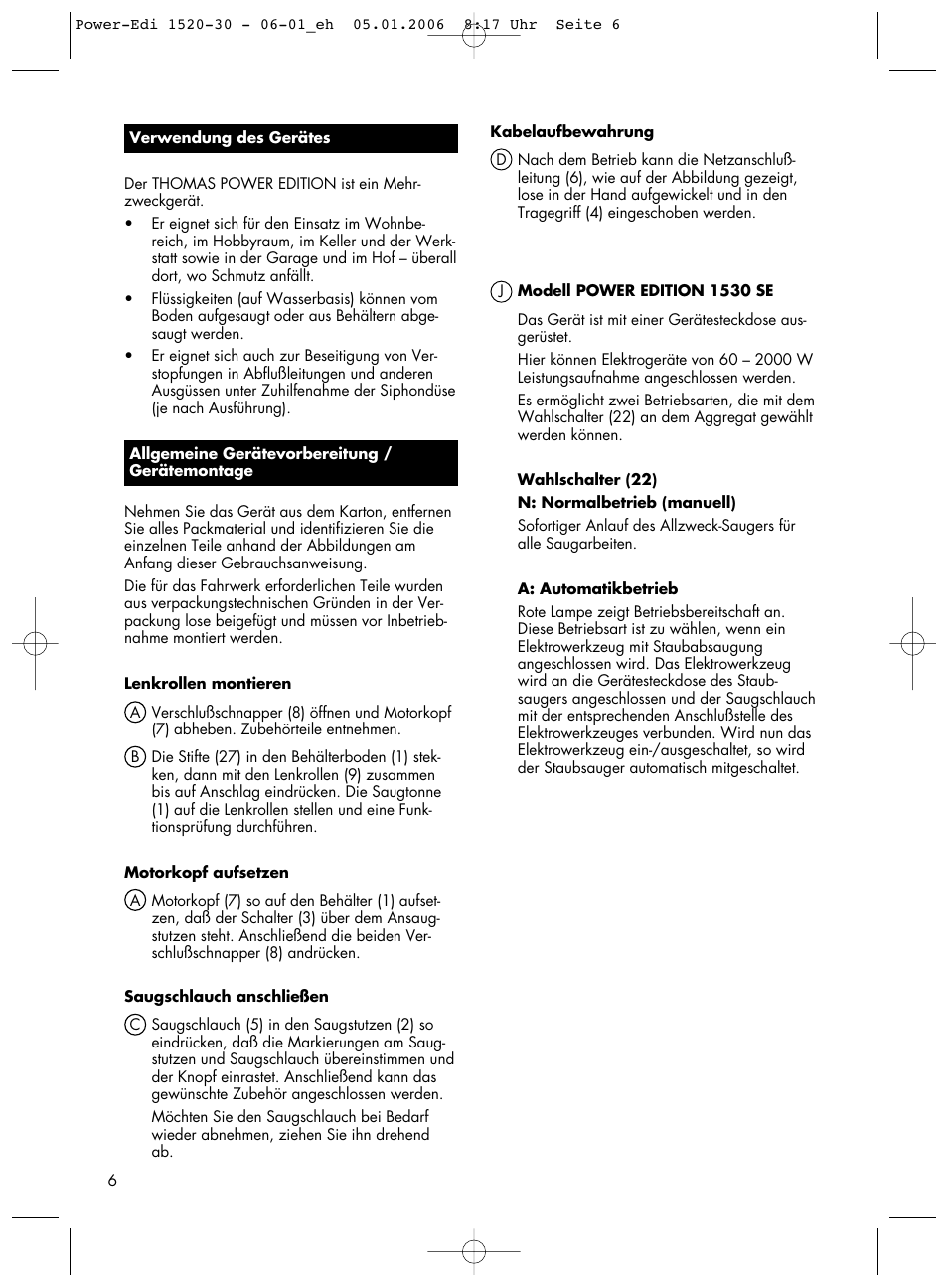 Thomas Power Edition 1520 User Manual | Page 6 / 44