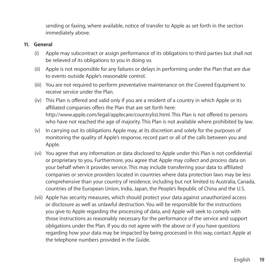 Apple AppleCare Protection Plan for Apple Display User Manual | Page 19 / 112