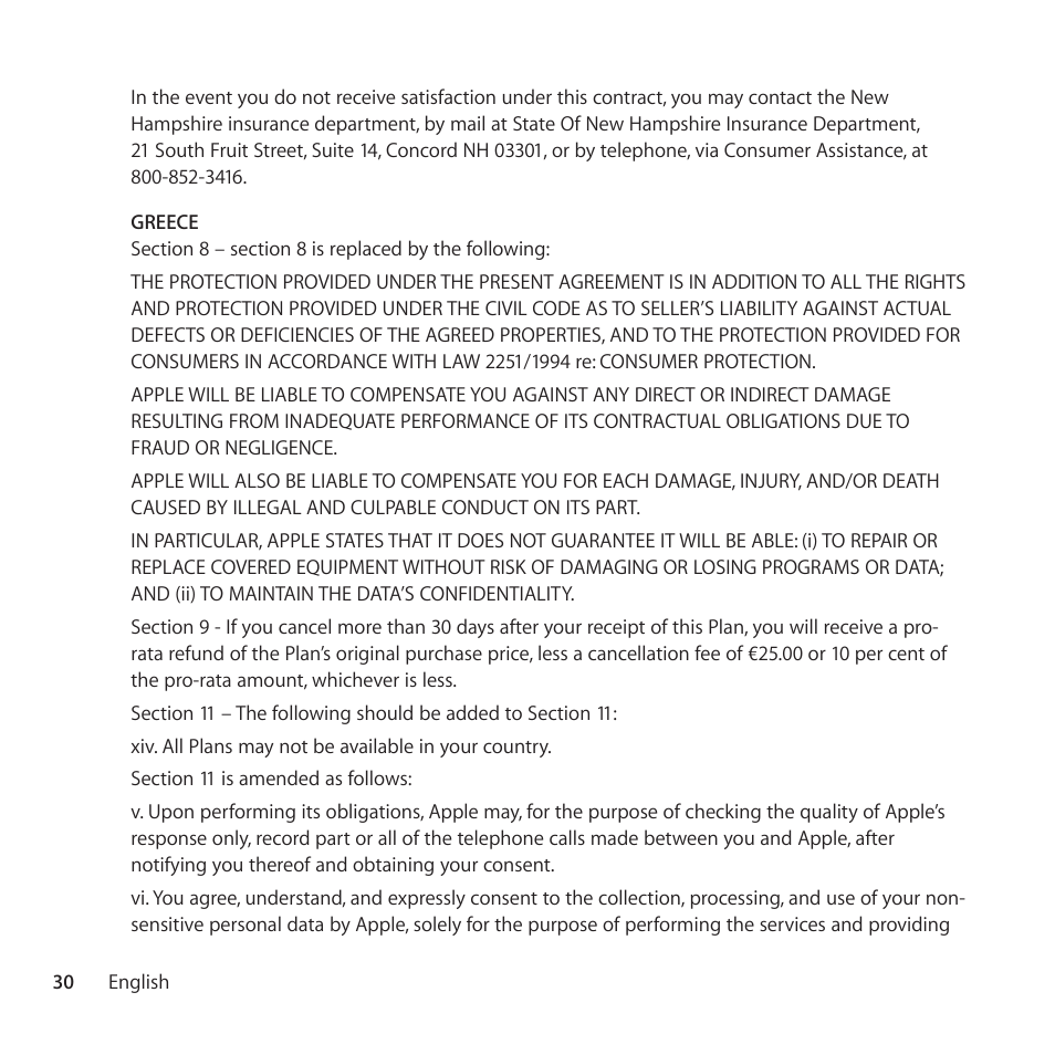 Apple AppleCare Protection Plan for Apple Display User Manual | Page 30 / 112