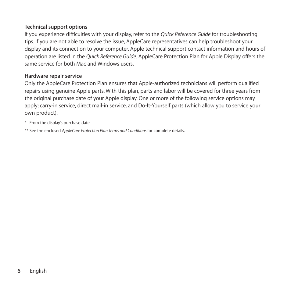 Apple AppleCare Protection Plan for Apple Display User Manual | Page 6 / 112