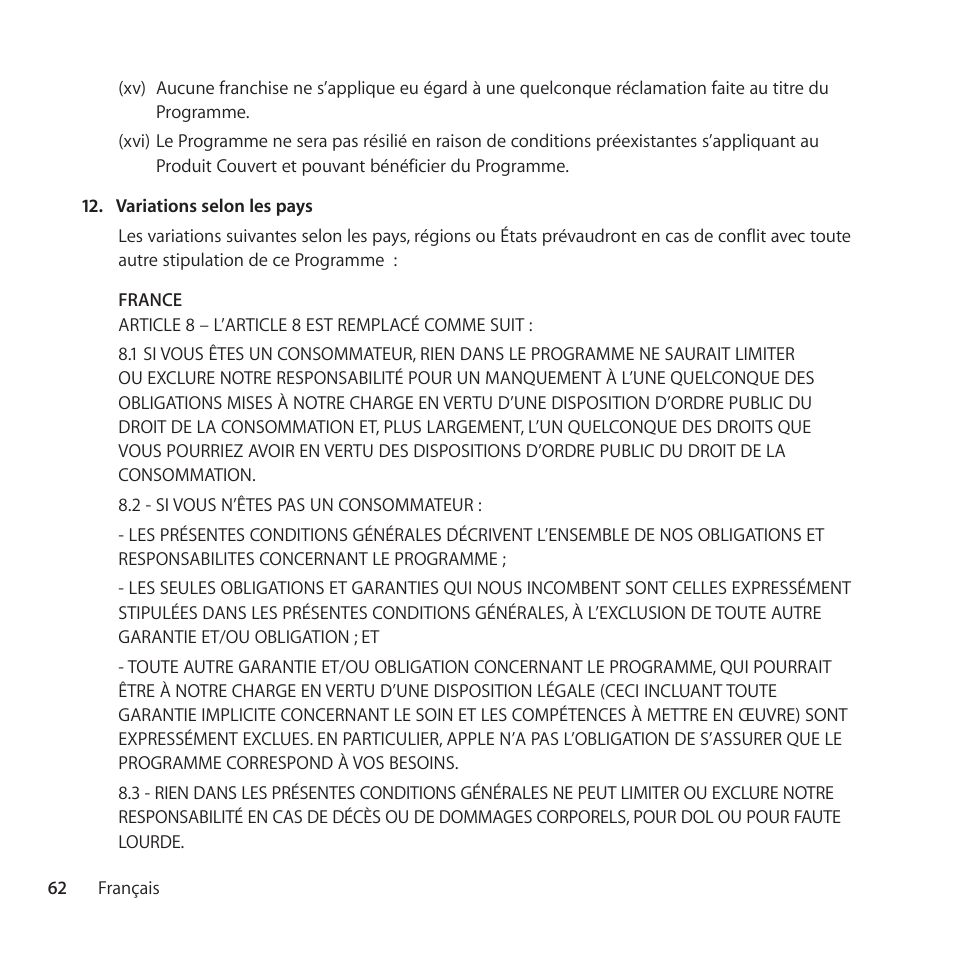 Apple AppleCare Protection Plan for Apple Display User Manual | Page 62 / 112