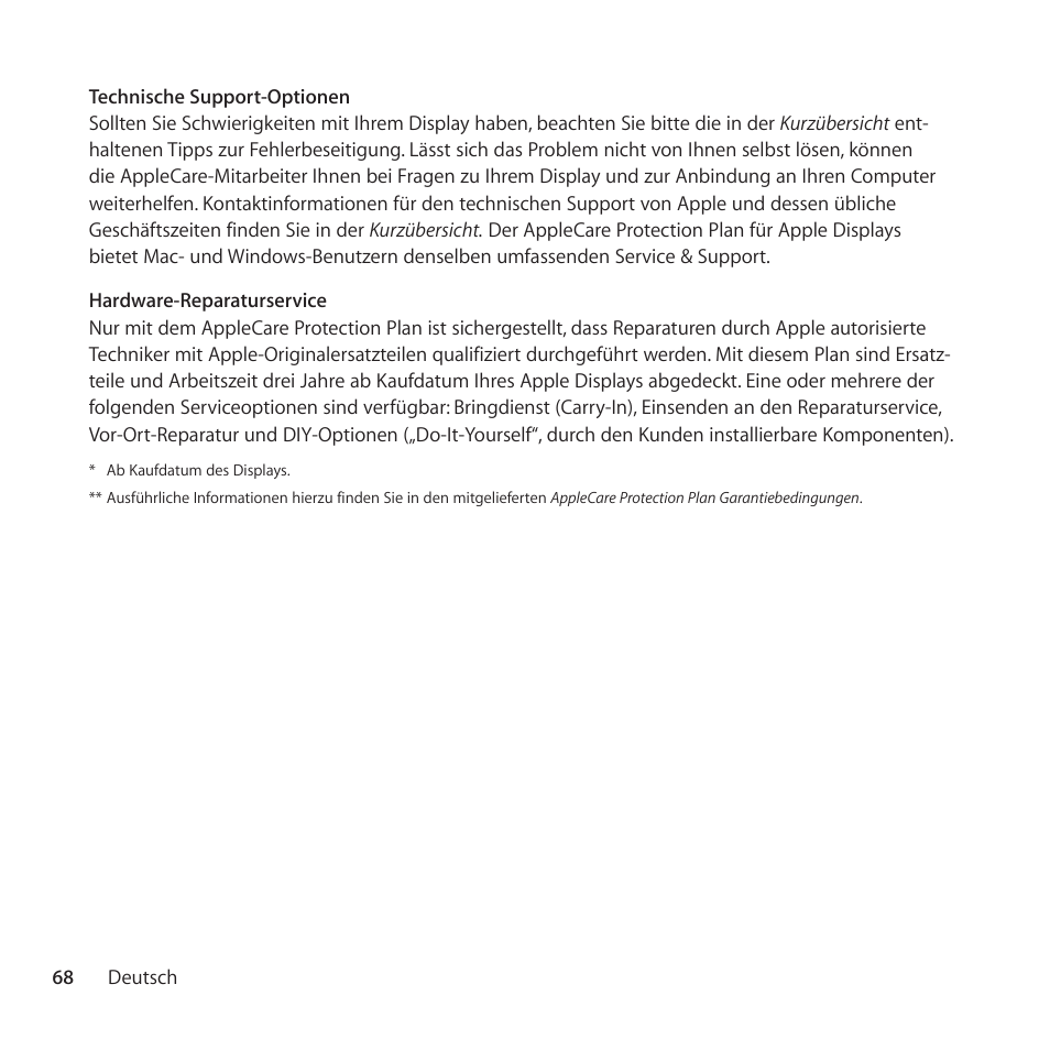 Apple AppleCare Protection Plan for Apple Display User Manual | Page 68 / 112