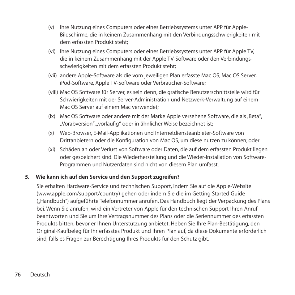 Apple AppleCare Protection Plan for Apple Display User Manual | Page 76 / 112