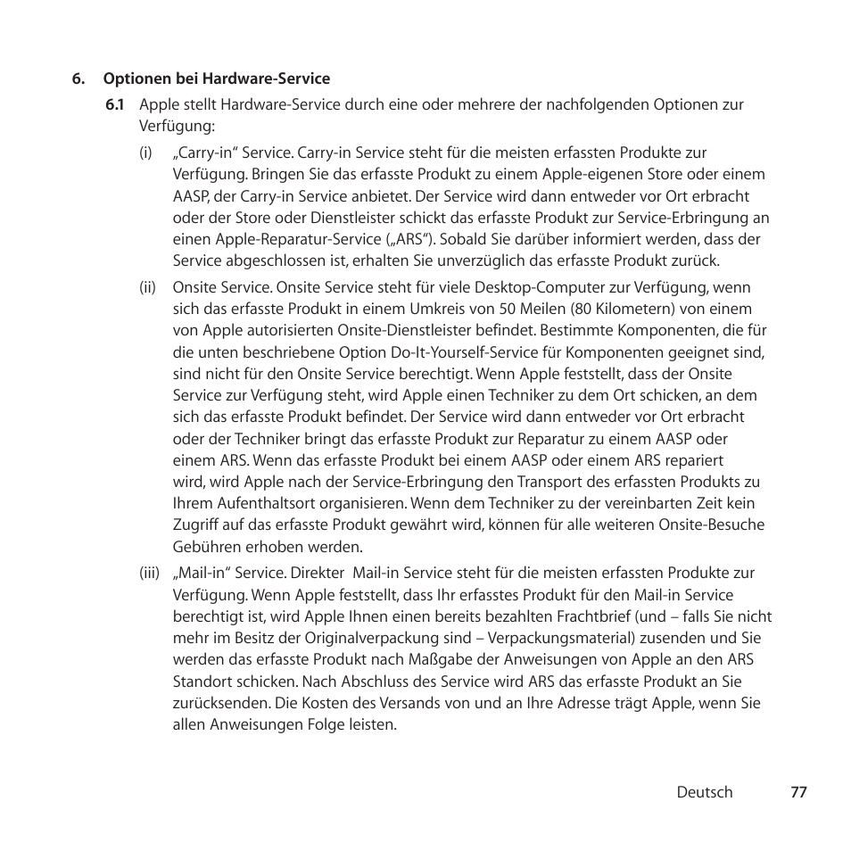 Apple AppleCare Protection Plan for Apple Display User Manual | Page 77 / 112