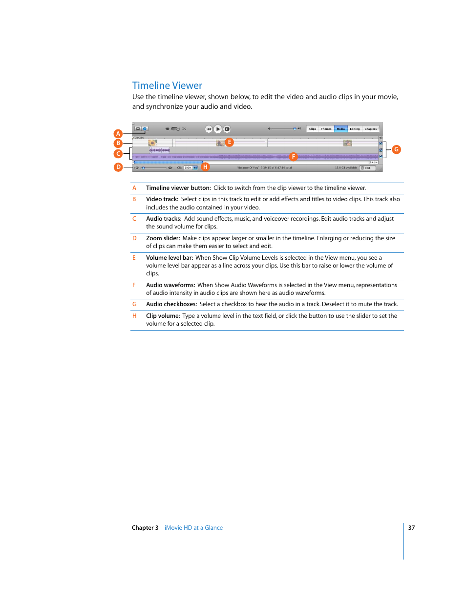 Timeline viewer | Apple iMovie HD 6 User Manual | Page 37 / 47