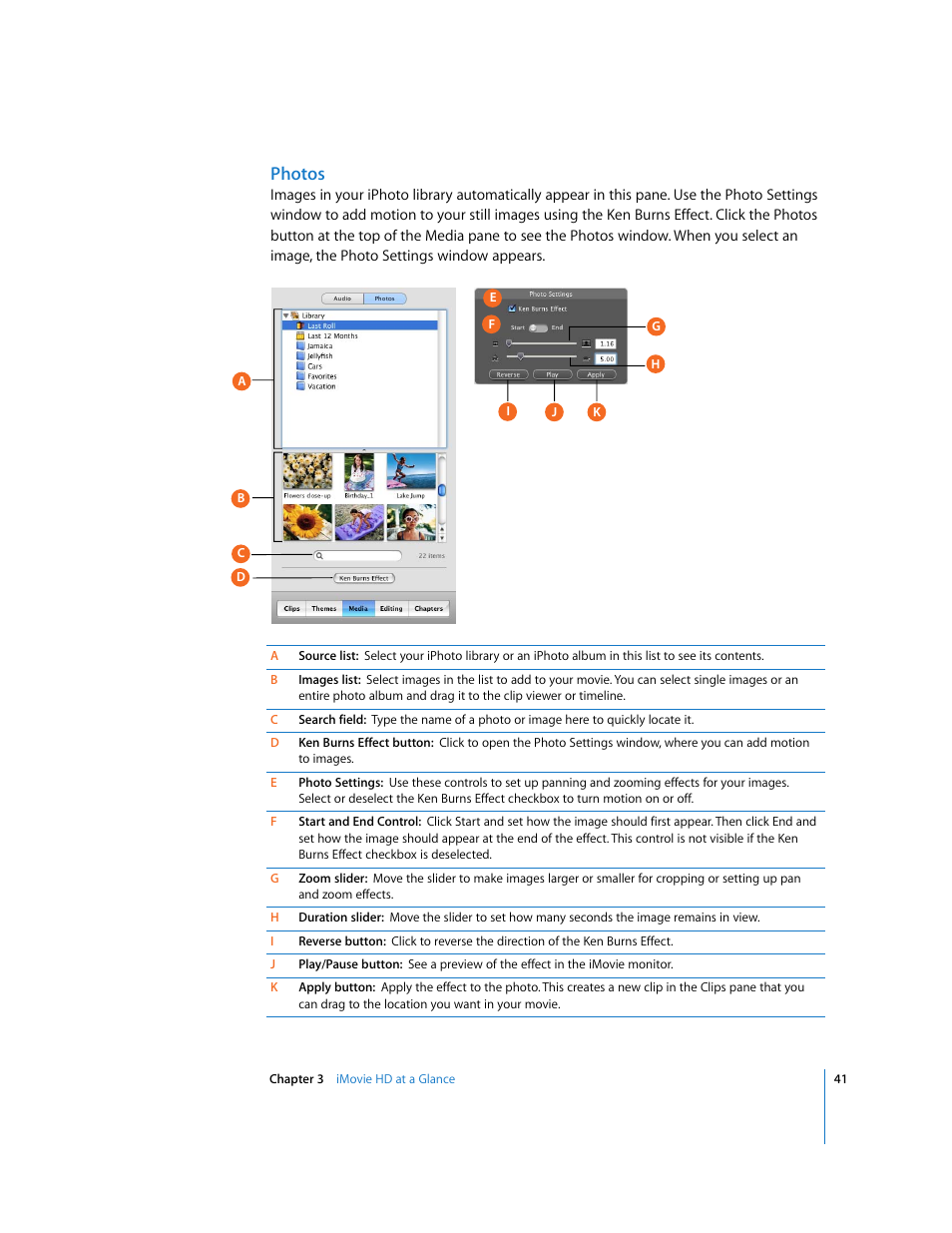 Photos | Apple iMovie HD 6 User Manual | Page 41 / 47
