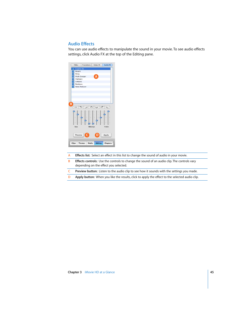 Audio effects | Apple iMovie HD 6 User Manual | Page 45 / 47