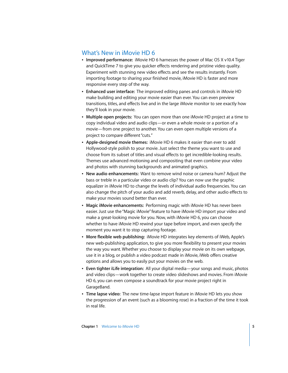 What’s new in imovie hd 6 | Apple iMovie HD 6 User Manual | Page 5 / 47
