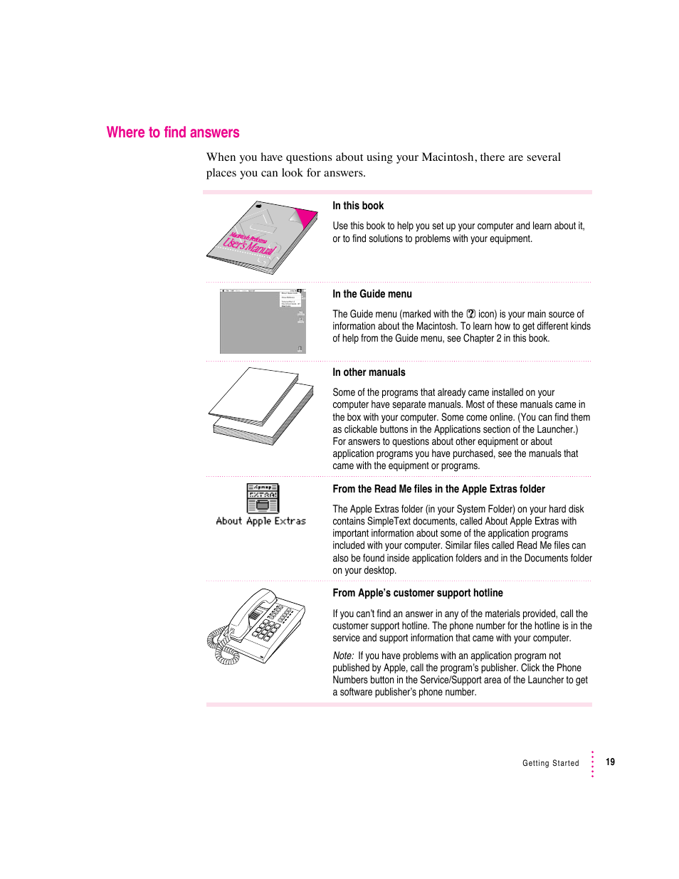 Where to find answers, User’s manual | Apple Macintosh Performa 5400 Series User Manual | Page 20 / 184