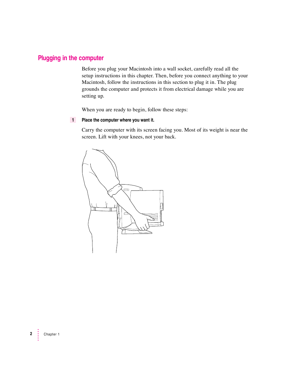 Plugging in the computer | Apple Macintosh Performa 5400 Series User Manual | Page 3 / 184