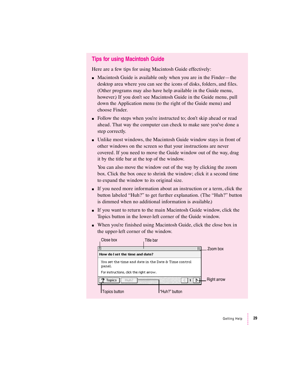 Tips for using macintosh guide | Apple Macintosh Performa 5400 Series User Manual | Page 30 / 184