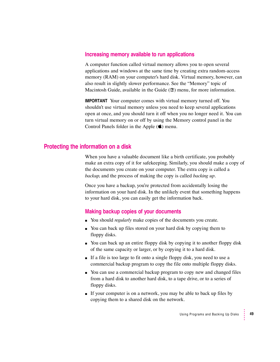 Protecting the information on a disk | Apple Macintosh Performa 5400 Series User Manual | Page 50 / 184