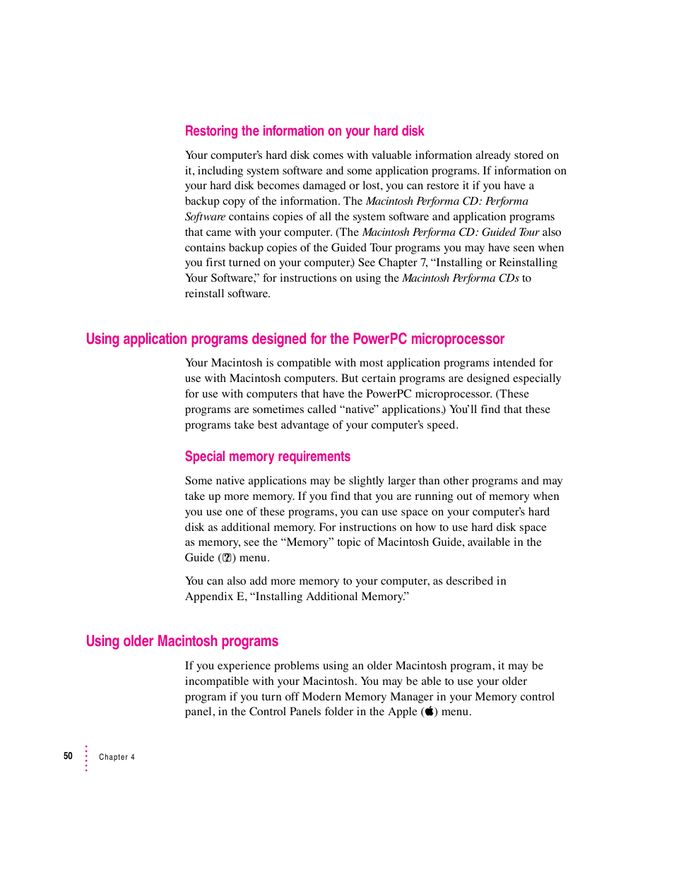 Using older macintosh programs | Apple Macintosh Performa 5400 Series User Manual | Page 51 / 184