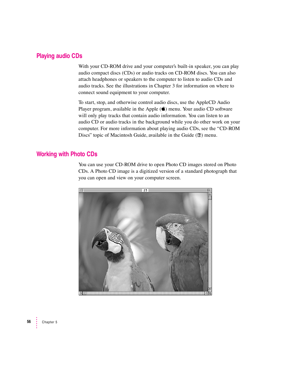 Playing audio cds, Working with photo cds | Apple Macintosh Performa 5400 Series User Manual | Page 57 / 184