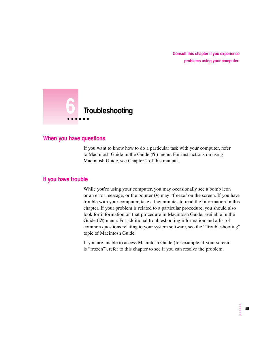 Troubleshooting | Apple Macintosh Performa 5400 Series User Manual | Page 60 / 184