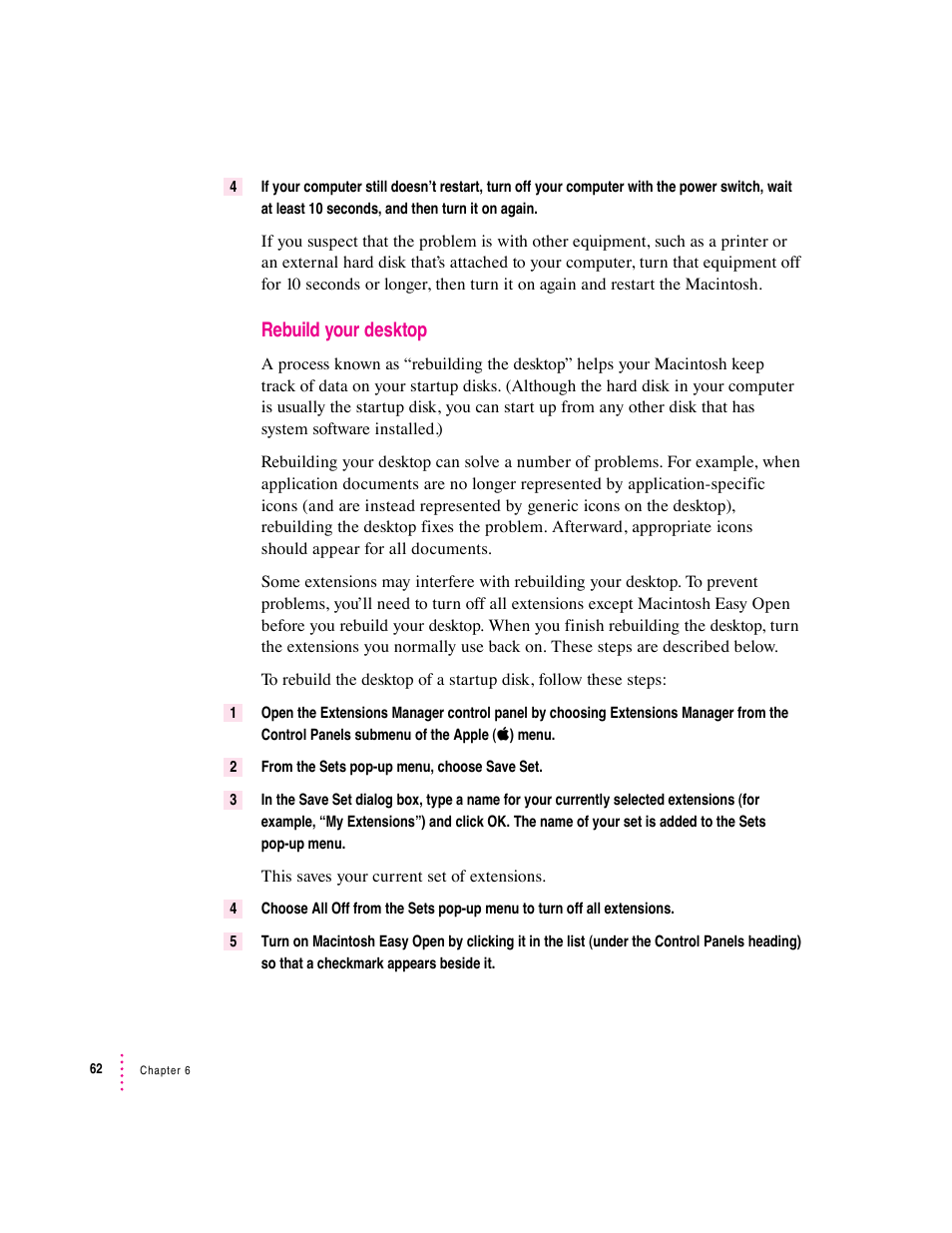 Rebuild your desktop | Apple Macintosh Performa 5400 Series User Manual | Page 63 / 184