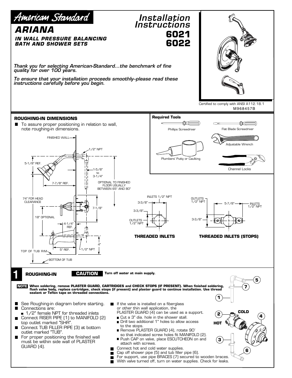 American Standard Ariana 6021 User Manual | 4 pages