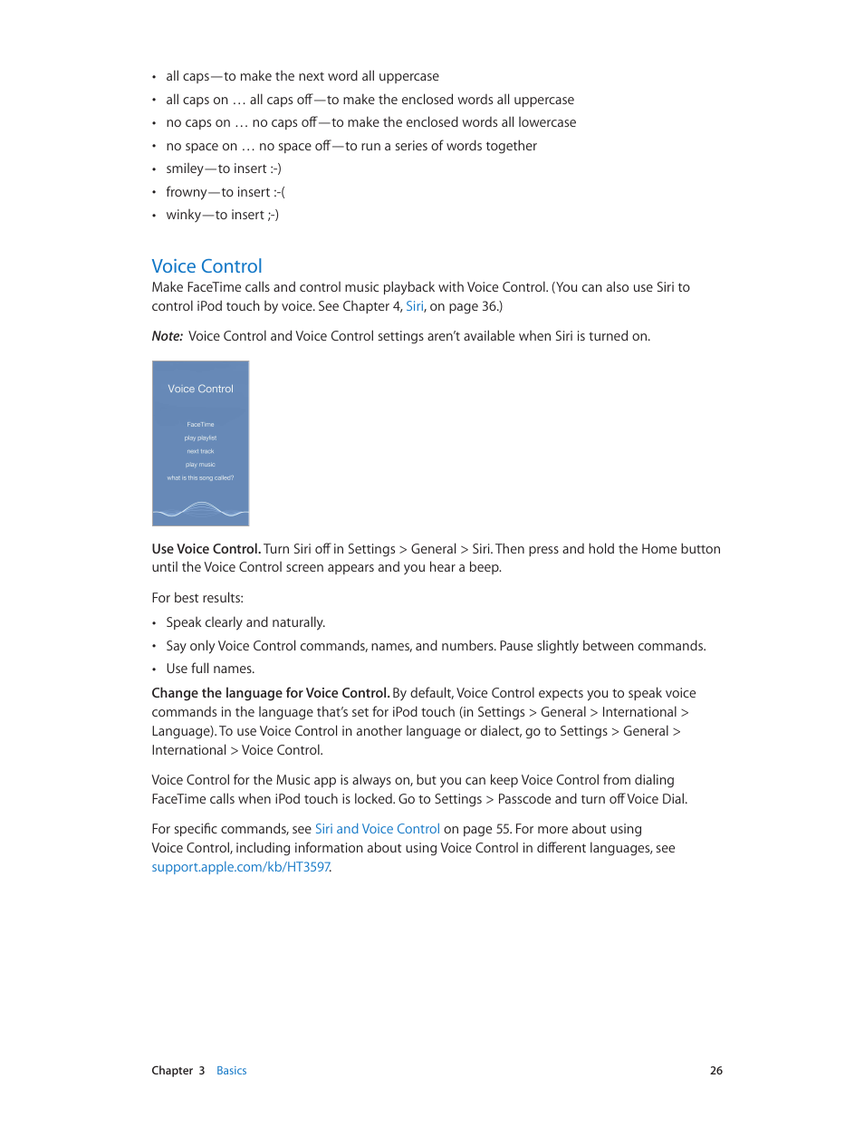 Voice control, 26 voice control | Apple iPod touch iOS 7.1 User Manual | Page 26 / 144