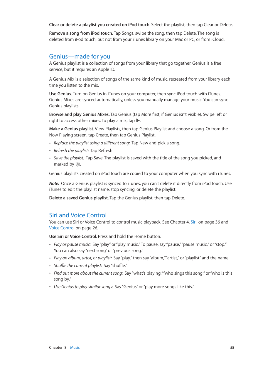 Genius—made for you, Siri and voice control, 55 genius—made for you 55 siri and voice control | Apple iPod touch iOS 7.1 User Manual | Page 55 / 144