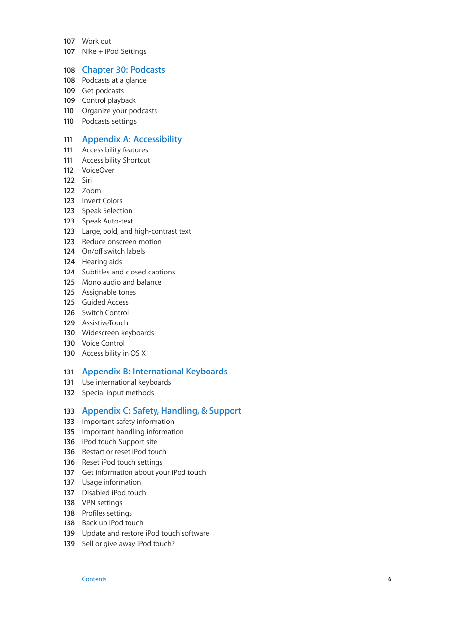 Apple iPod touch iOS 7.1 User Manual | Page 6 / 144