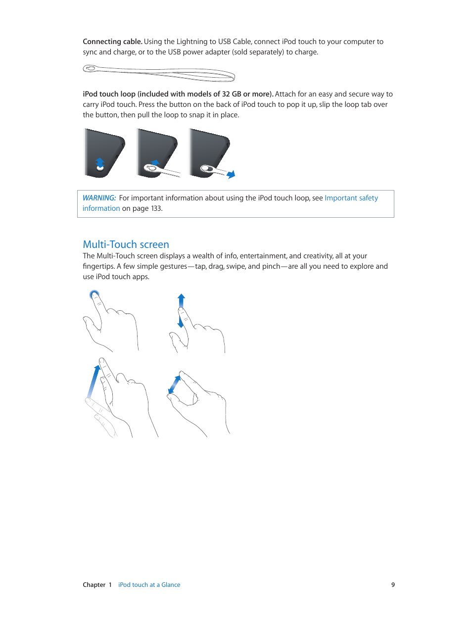 Multi-touch screen | Apple iPod touch iOS 7.1 User Manual | Page 9 / 144