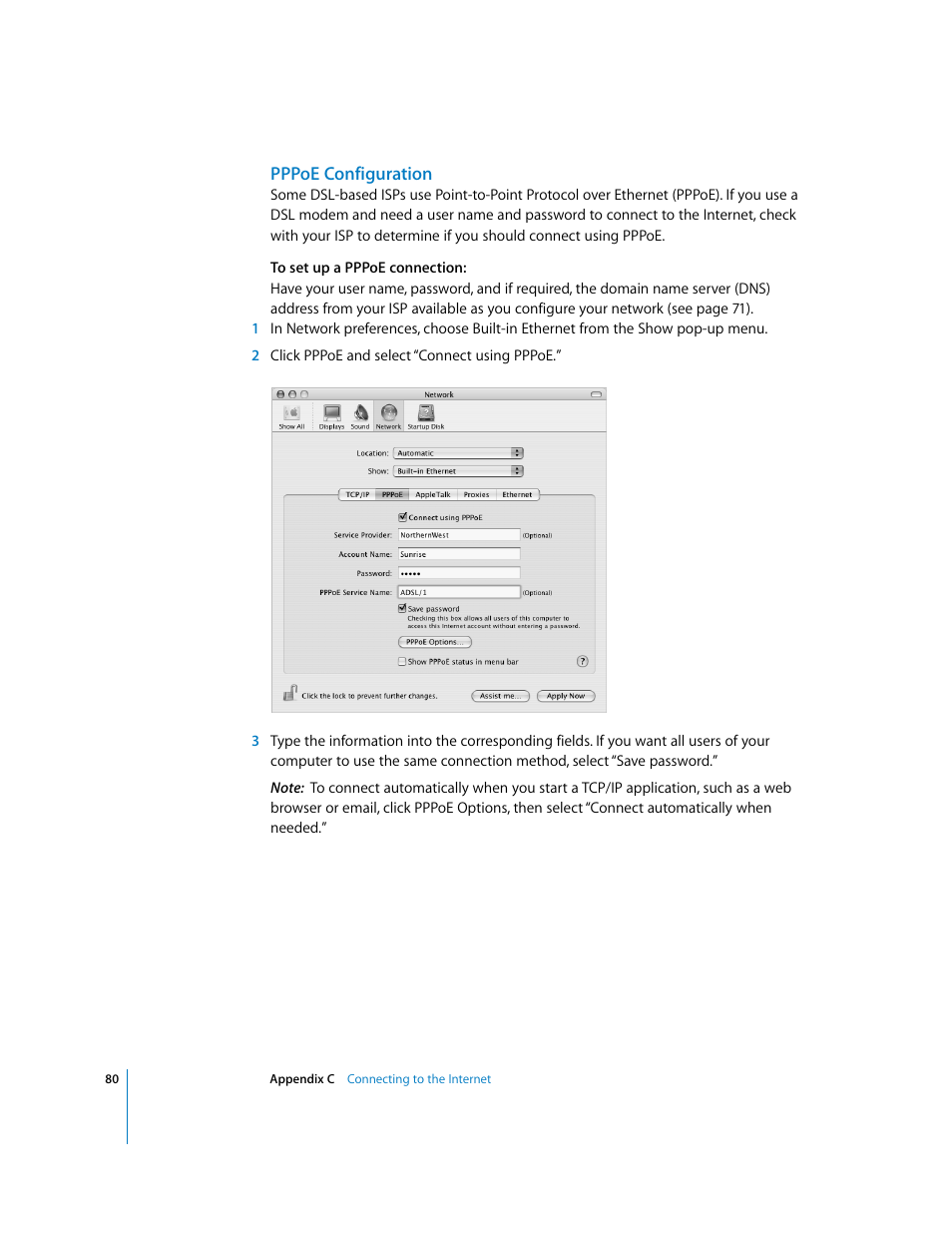Pppoe configuration | Apple iMac G5 User Manual | Page 80 / 96