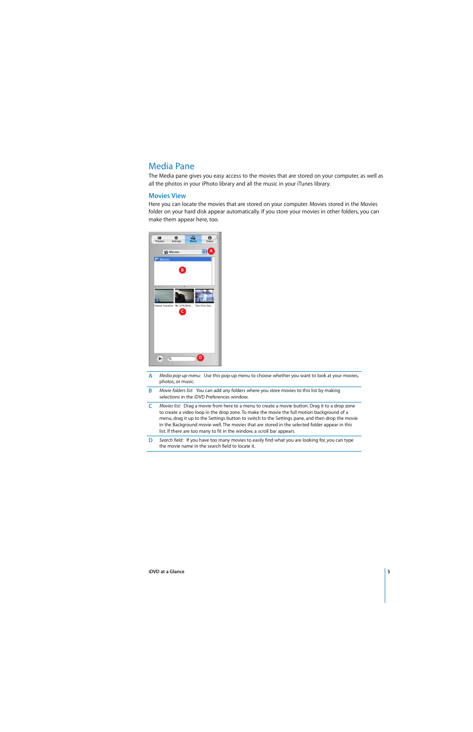 Media pane | Apple iDVD at a Glance User Manual | Page 5 / 10