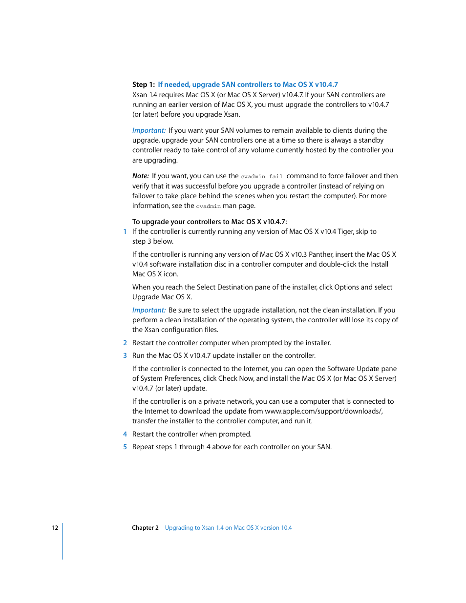 Apple Xsan (upgrading to Xsan 1.4) User Manual | Page 12 / 24