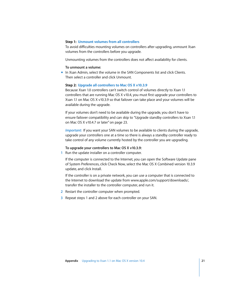 Apple Xsan (upgrading to Xsan 1.4) User Manual | Page 21 / 24