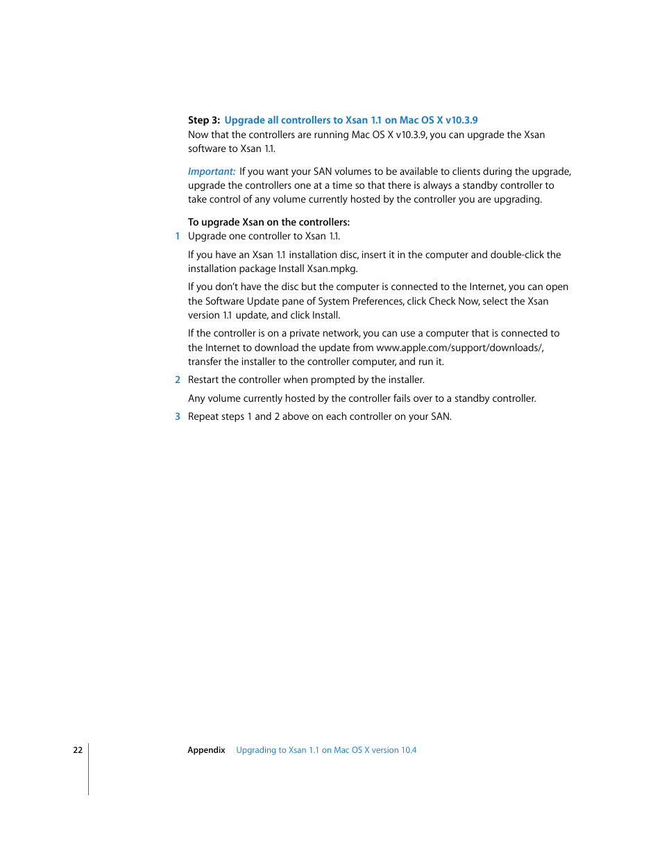 Apple Xsan (upgrading to Xsan 1.4) User Manual | Page 22 / 24