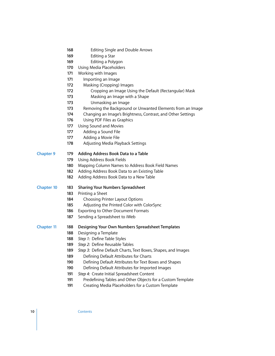Apple Numbers '08 User Manual | Page 10 / 295