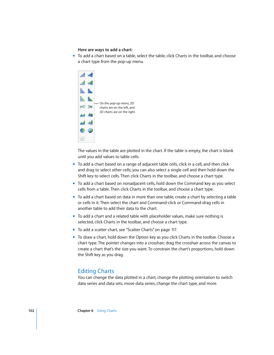 Editing charts | Apple Numbers '08 User Manual | Page 102 / 295