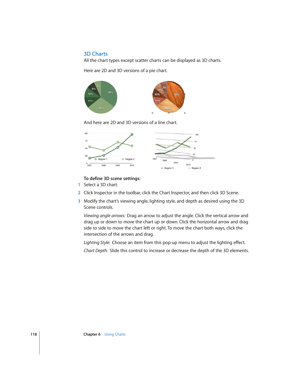 3d charts | Apple Numbers '08 User Manual | Page 118 / 295