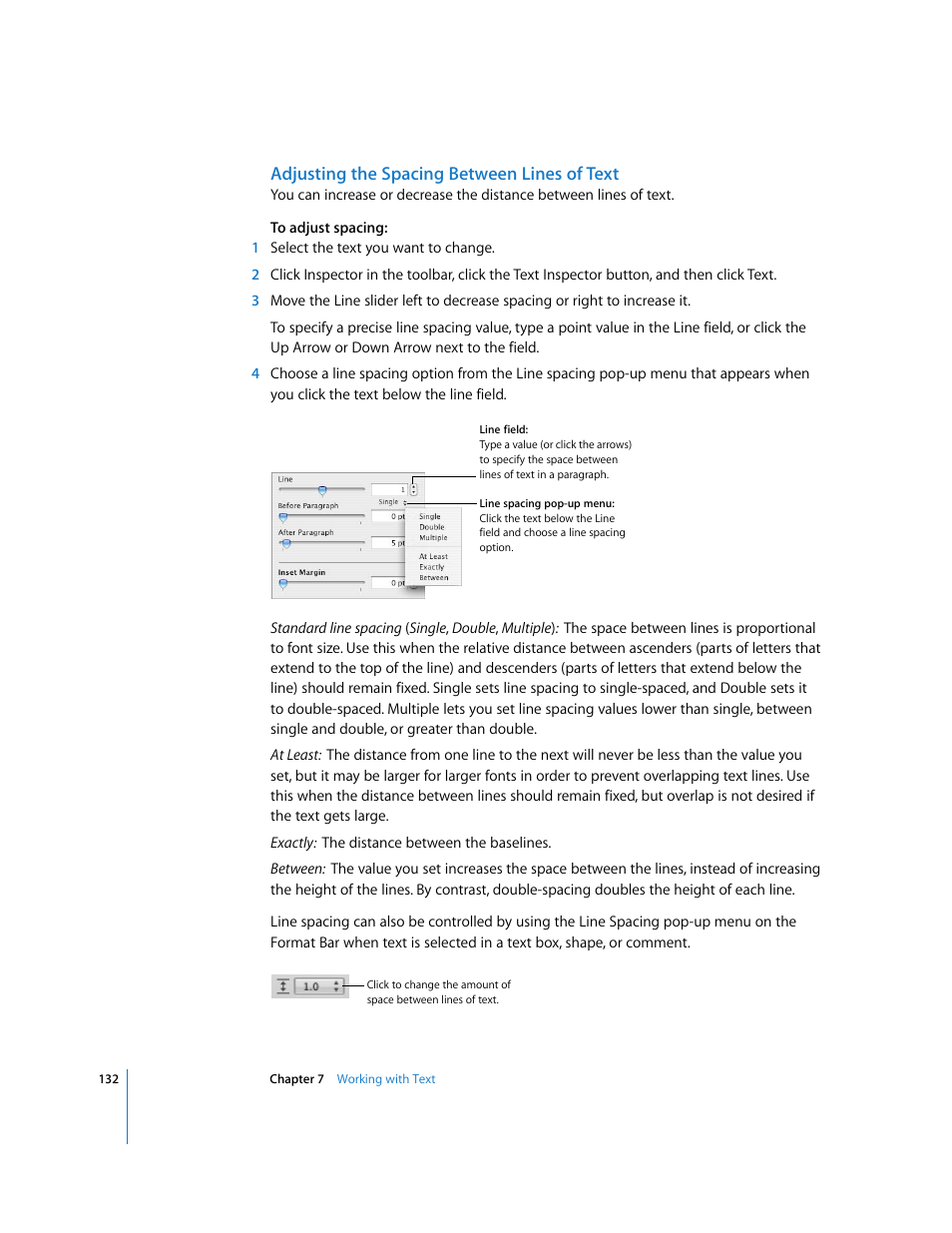 Adjusting the spacing between lines of text | Apple Numbers '08 User Manual | Page 132 / 295