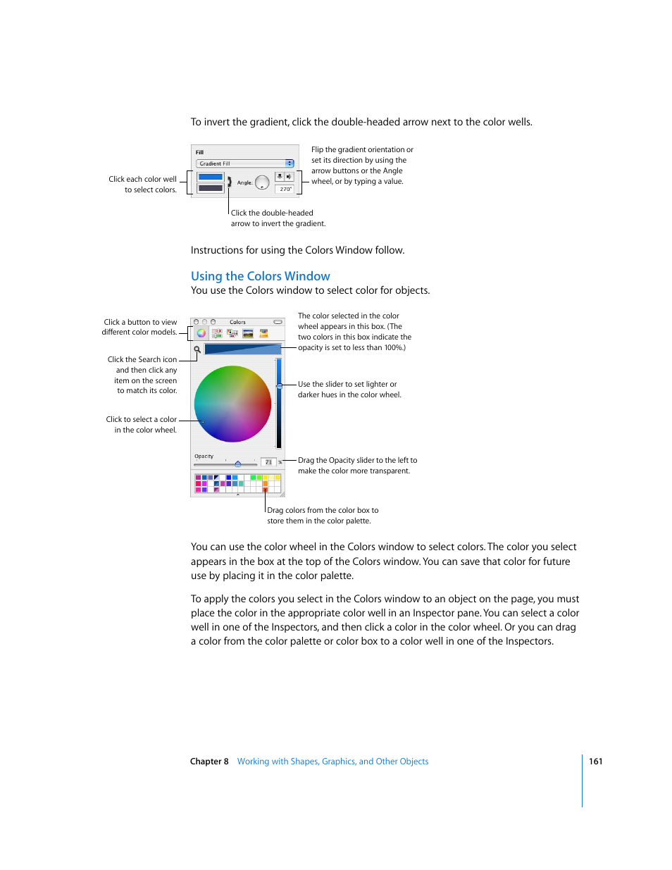 Using the colors window | Apple Numbers '08 User Manual | Page 161 / 295