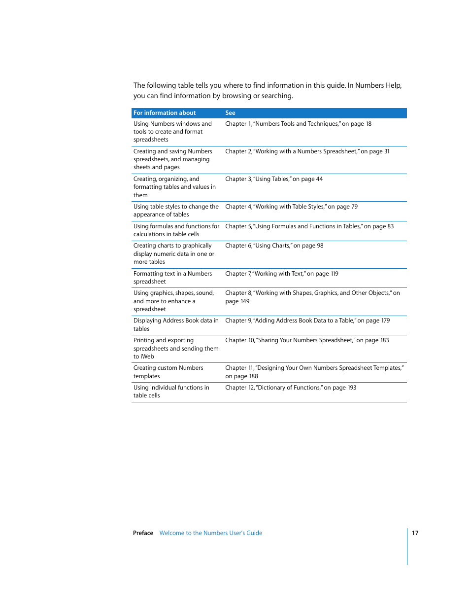 Apple Numbers '08 User Manual | Page 17 / 295