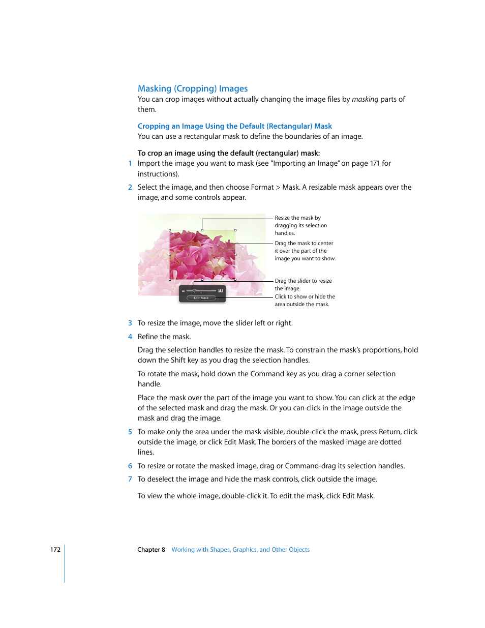 Masking (cropping) images | Apple Numbers '08 User Manual | Page 172 / 295