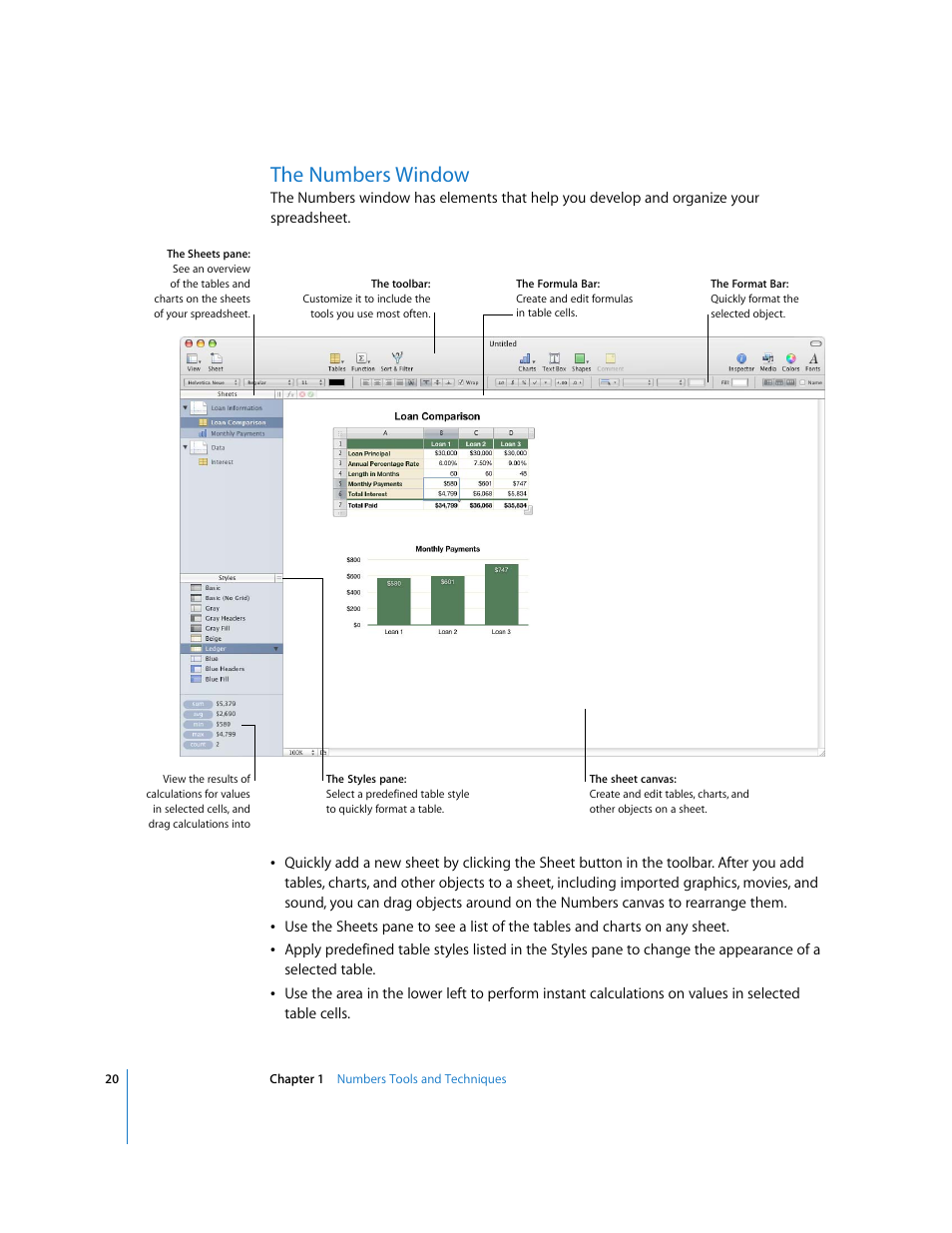 The numbers window | Apple Numbers '08 User Manual | Page 20 / 295