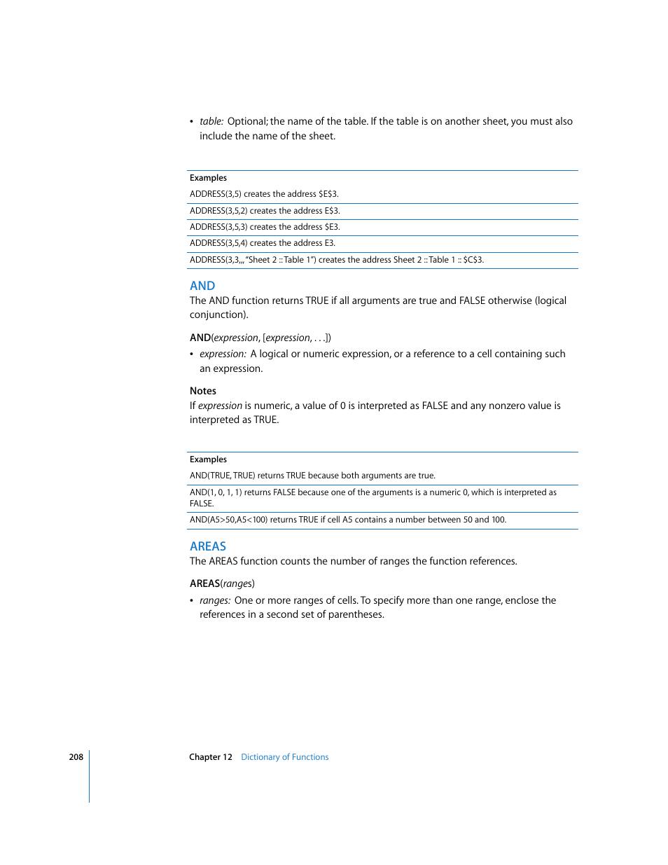 Areas | Apple Numbers '08 User Manual | Page 208 / 295