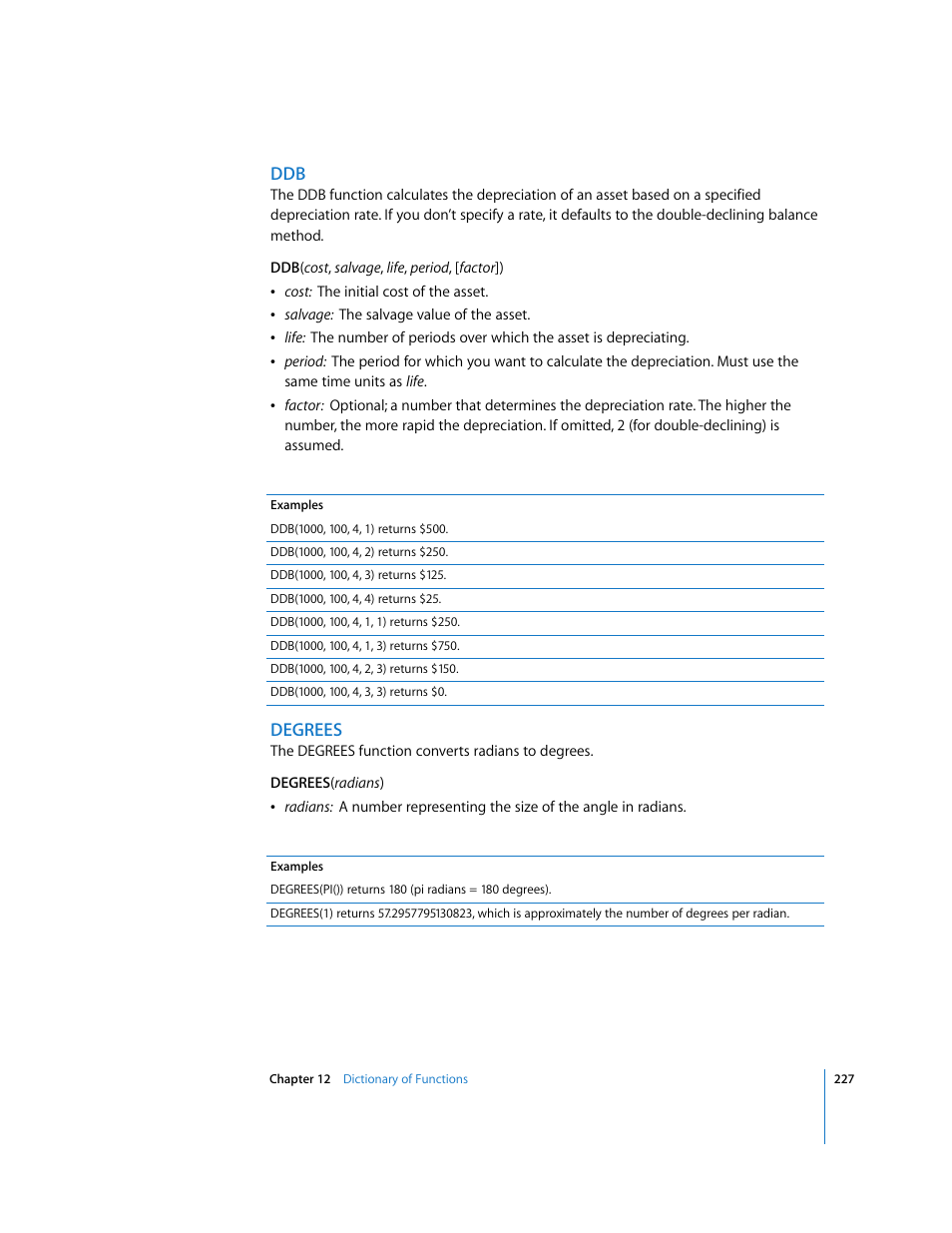 Degrees | Apple Numbers '08 User Manual | Page 227 / 295
